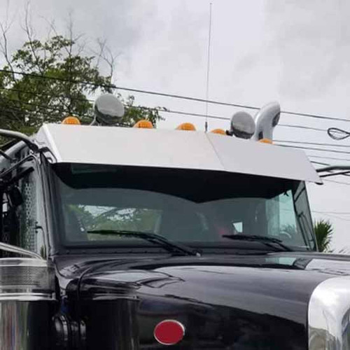 13.5 Inch Stainless Steel Sun Visor Fits Peterbilt 1987 & Newer W/ Curved 1-Pc Windshields