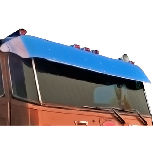 15 Inch Stainless Steel 2 Piece Drop Visor W/ 3/4 Inch Light Holes Fits Peterbilt 362 Cabover