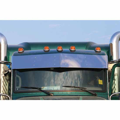 11 X 13 Inch Stainless Steel Monster Drop Bowtie Visor By Roadworks Fits Peterbilt W/ Curved Glass