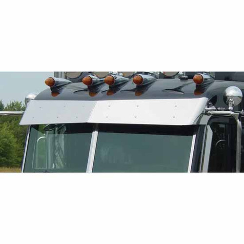 11 Inch OT Stainless Steel Standard Mount Bowtie Visor By Roadworks Fits Peterbilt Ultracab With Cab-Mounted Mirrors