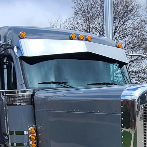 18 X 12 Inch Stainless Steel Reverse Bowtie Visor By Twelve Ga. Fits Peterbilt 589