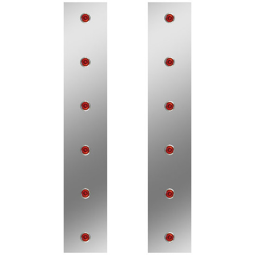 24.5 Inch Stainless Steel Rear Air Cleaner Light Panels With 12 Bullseye Red/Red LEDs By Roadworks Fits Peterbilt With 15 Inch Breather