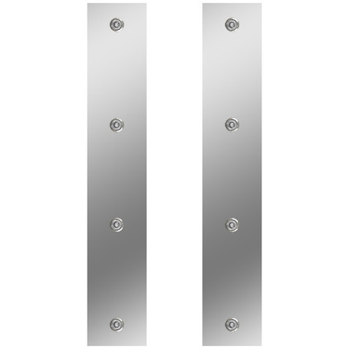 13 Inch Stainless Steel Front Air Cleaner Panels With 8 Bullseye Amber/Clear LEDs By Roadworks Fits Peterbilt With 15 Inch Breather