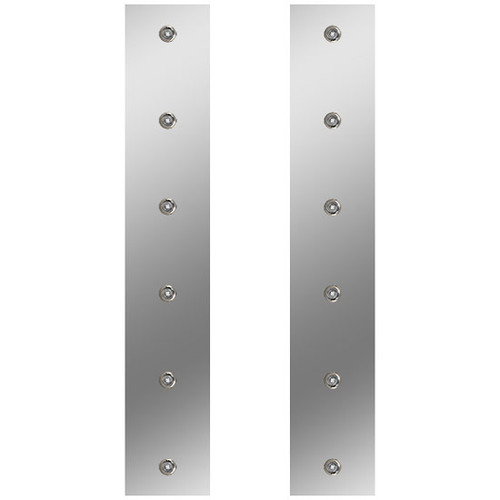 19.5 Stainless Steel Front Air Cleaner Panels W/ 6 Amber 3/4 Inch Button Lights & Clear Lens By Roadworks Fits Peterbilt 378 & 379 W/ 15 Inch Donaldson Or Vortex