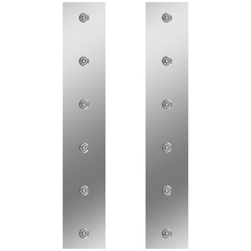 19.5 Inch 304 Stainless Steel Rear Air Cleaner Panels W/ 6 Red Bullseye Lights & Clear Lens By Roadworks Fits Peterbilt 378 & 379 W/ 15 Inch Donaldson Or Vortox