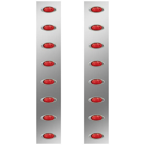 26 Inch S.S. Rear Air Cleaner Light Panels With 16 Mini Red/Red Leds For Peterbilt