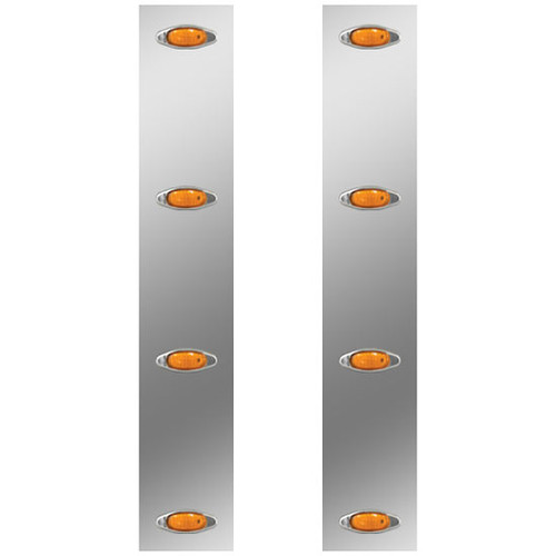 13 Inch 304 S.S. Front Air Cleaner Light Panels With 8 Mini Amber/Amber Leds For Peterbilt