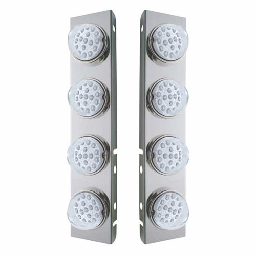 Front Air Cleaner Panels With 8 Amber LED Clear Lens Dual Function LightsFor Peterbilt 378, 379