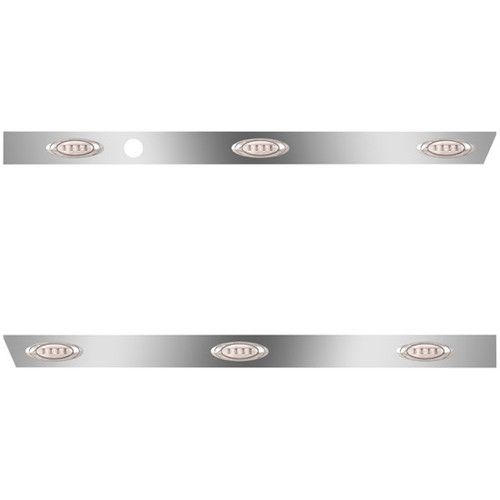 3 Inch Stainless Steel Cab Panel With 3 P1 Amber Led / Clear Lens And Heater Block Hole For Peterbilt 567 SBA, SFA