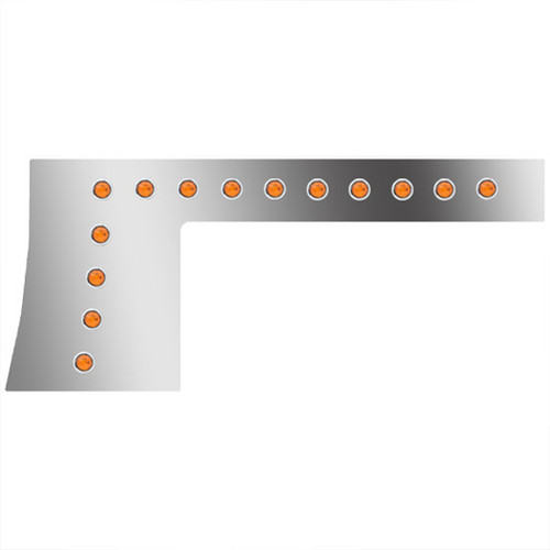 25 Inch Stainless Steel Cab Cowl Combo Panels, 2. Wide With Twenty Eight 3/4 Inch Button Lights - Amber Led/ Amber Lens For Peterbilt 389 131 Bbc