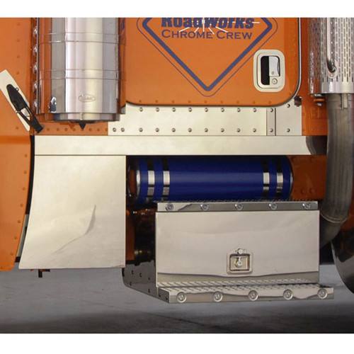 Stainless Steel 3.5 Inch Blank Cab Panels W/ Wide Cowl Panel By Roadworks Fits Peterbilt 389 With Set Back Dpf
