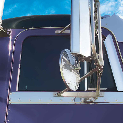 Upper Door/Under Window Trim Stainless Steel Fits Peterbilt 378, 379 Behind Mirror Bracket