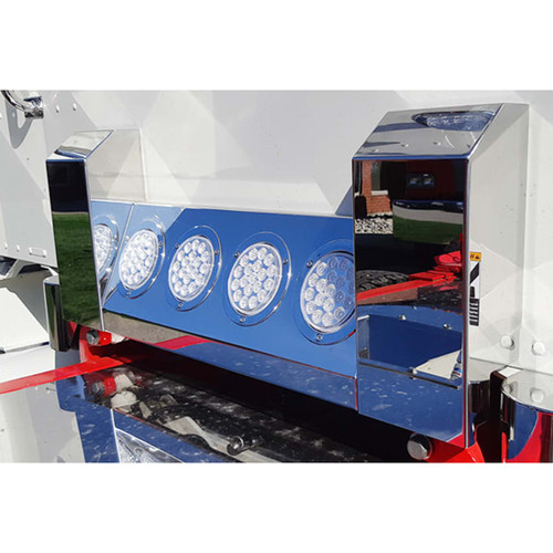 4 Inch SS Shock Box Cover With 4 Rnd Light Holes For Peterbilt 379