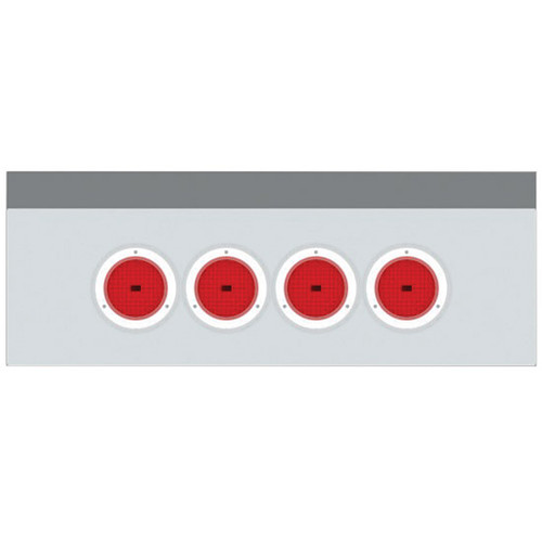 4 Inch Stainless Steel Shock Box Cover With 4 - Red/Red Leds, Bezels For Peterbilt 387, 587