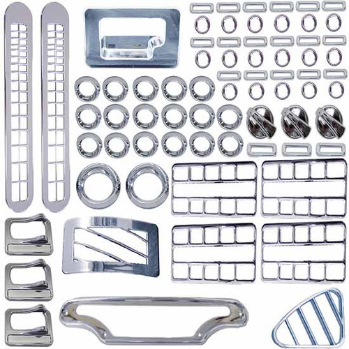 Peterbilt 379 Chrome 69 Piece Ergonomic Dash Complete Kit