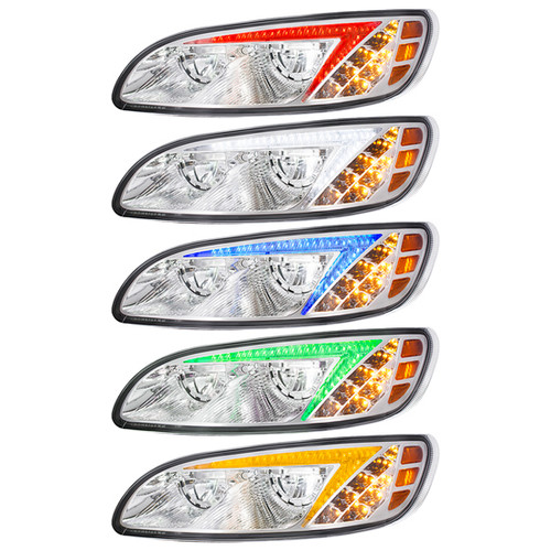 LED Headlight With Color Changing Position Light Bar Fits Peterbilt 300 Series