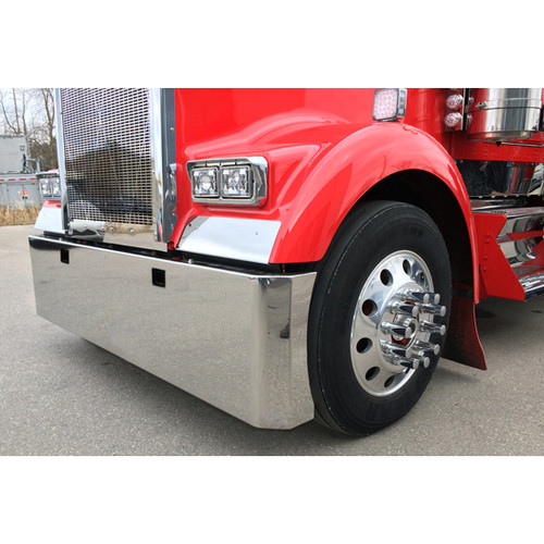 22 Inch Stainless Steel Buzzard Bumper Blind Mount With 8 Inch Ends And Tow Holes For Kenworth W900L