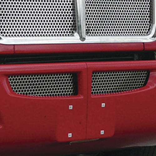 16 Inch Stainless Steel Lower Punched Bumper Vent Insert With 5/ In-Line Square Cutouts For Kenworth T660 2008 - 2017