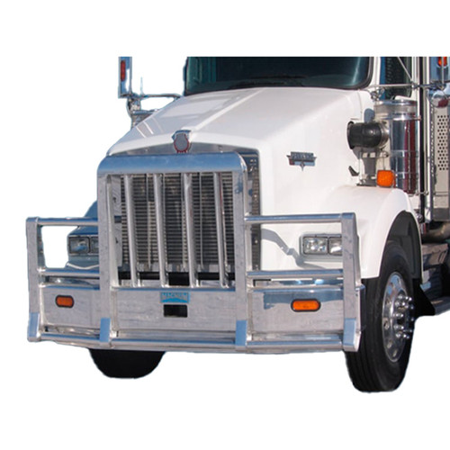 Aluminum 4 Post Moose Bumper Guard W/ Vertical Bullet Shaped Grille Bars Fits Kenworth T800