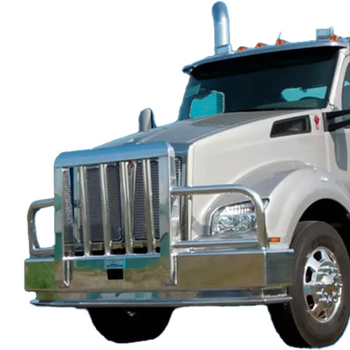 Aluminum Grizzly 2 Post Moose Bumper Guard W/ Boxed Vertical Uprights Fits Kenworth T880