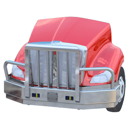 Aluminum Grizzly 2 Post Moose Bumper Guard W/ Vertical Uprights Fits Kenworth T680