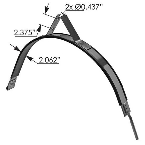 Stainless Steel Fuel Tank Strap W/ Step Bracket- 2.062 X 45.25 Inch By BESTfit Fits Kenworth W/ 24.5 Inch Diameter Tanks
