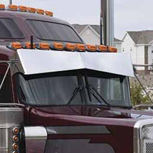 10 Inch Stainless Steel Regular Drop Bowtie Visor By Roadworks Fits Kenworth T600, T800, W900 Aerocab