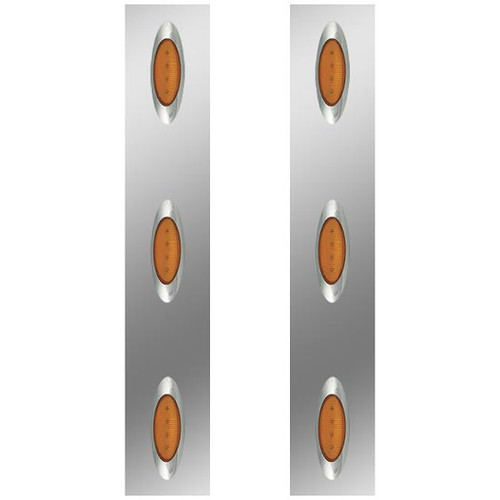 Stainless Steel Front Air Cleaner Light Panels By Roadworks Fits Kenworth W900