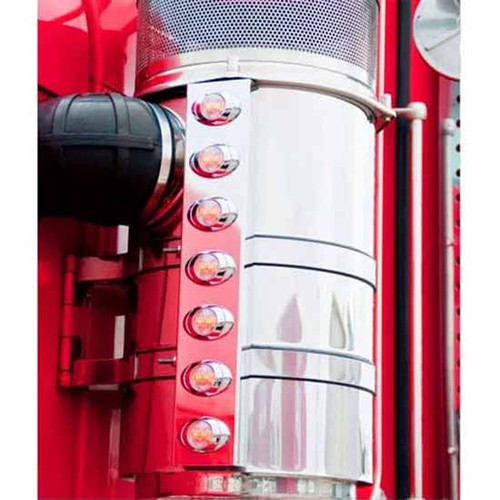 Rear Air Cleaner Panel W/ 7 Magnum M3 Lights Per Panel- Red LED & Red Lens Fits Kenworth