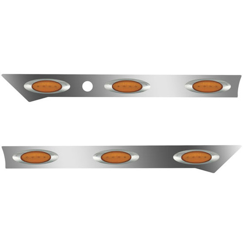 3 Inch 304 Stainless Steel Cab Panels With 6 M1 Amber/Amber Leds For Kenworth T680, T880, W990