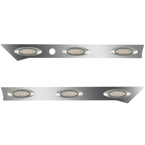 3 Inch 304 Stainless Steel Cab Panels With 6 M1 Amber/Clear Leds For Kenworth T680, T880, W990