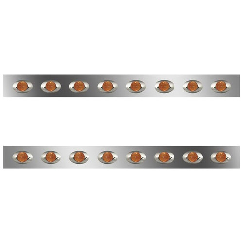 Stainless Steel Cab Panels With 8 M3 Lights Per Side - Amber Led/ Amber Lens For Kenworth W900L