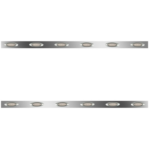 76 Inch 304 S.S. Sleeper Panels With Extensions, 12 M1 Amber/Clear Leds For Kenworth T680, T880, W990