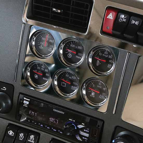 304 Stainless Steel 6 Gauge Cluster Trim For Kenworth T680, T880 2013-2017