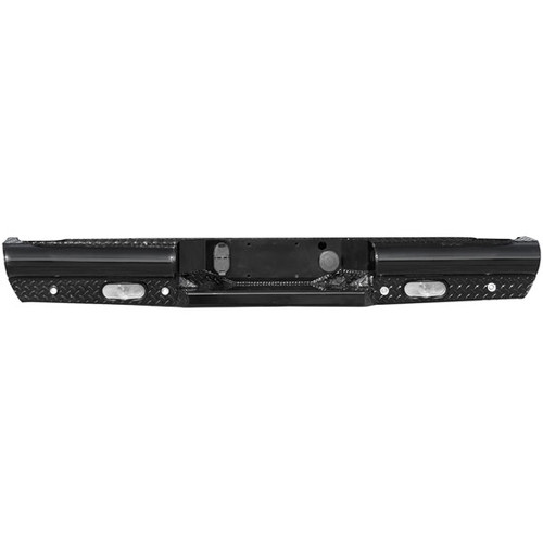 Black Steel Ranch Style Rear Bumper With Backup Sensor Holes For Ford F250-F350