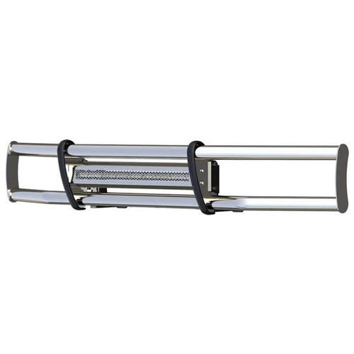 30 Inch Milestone Polished Stainless Steel Bumper Guard With Single Row Led Light Bar For International Prostar
