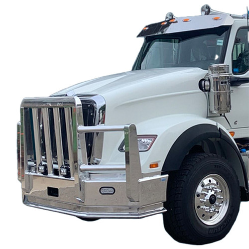 Aluminum 4 Post Grizzly Moose Bumper Guard With Boxed Vertical Uprights And Vertical Grille Bars For International Hx 620 SBA