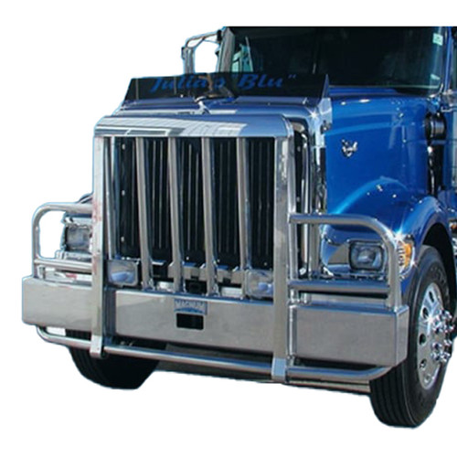 Aluminum 2 Post Moose Bumper Guard W/ Vertical Grille Bars Fits International 9900