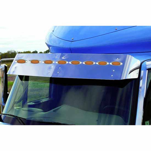 5 Inch 12. Drop Stainless Steel Visor With 8 M1 Amber Led Lights For International Prostar, Lonestar With Hi-Rise Pro Sleepers