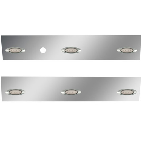 75 Inch 25. 304 SS Angle-Under Cab Panels With 6 M1 Amber/Clear Leds For International 9900I/Ix With Driver Side Heater Plug