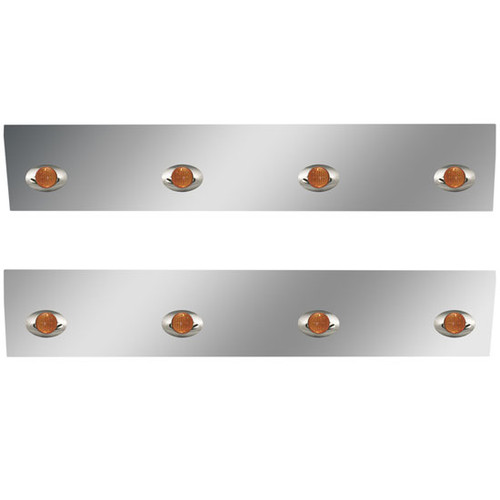 75 Inch 25. 304 SS Angle-Under Cab Panels With 8 M3 Amber/Amber Leds For International 9900I/Ix