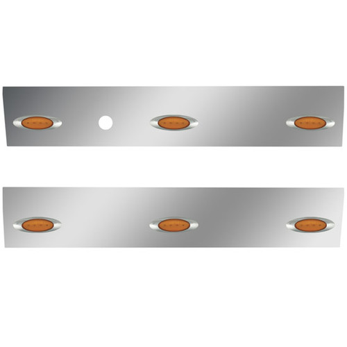 3 Inch Stainless Steel Cab Panels With Block Heater Plug, 6 M1 Amber/Amber Leds For International 9900I