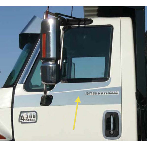 304 Stainless Steel Upper Door Logo Trim With Flat Back For International 4300 / Durastar