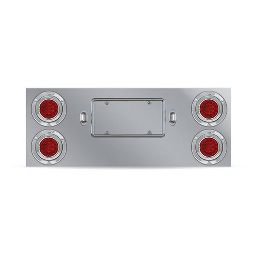 Rear Center Panel Stainless Steel W/ 12 Inch Drop, 4 Star Burst Watermelon Red LEDs & Red Lens
