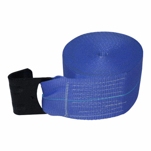 4 Inch X 30 Ft Blue Winch Strap With 4 Inch Flat Hook- 5400 Lb Working Load