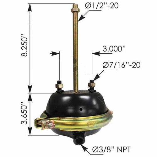 TPHD Type 16 Service Chamber With 8.25 Inch Stem Length - Brake Chamber