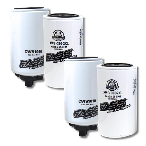 Drop- In Series Fuel System Filter Pack W/ 2 CoalescingWater Separator Filters & 2 Extended Length Particulate Filters