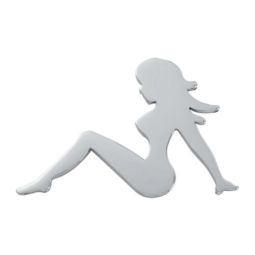 Chrome Super Mini Sitting Nude Accent, Left Facing - Stud Mount