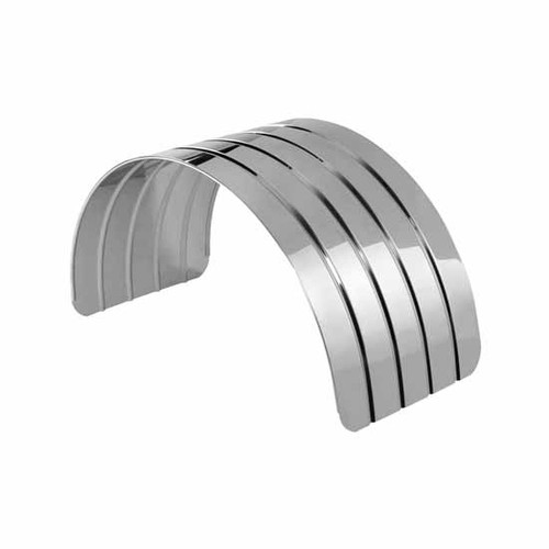 80 Inch Stainless Steel 4 Ribbed Single Axle Fender W/ Beaded Edge & 26 Inch Drop