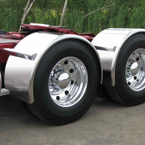 Stainless Steel Low Profile Single Axle Full Radius Fender 91 Inch W/ 24 Inch Drop